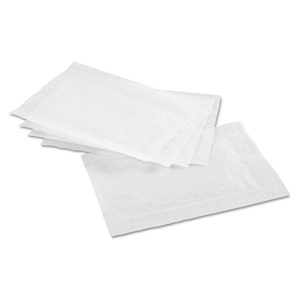 Classic Embossed Straight Edge Placemats, 10 x 14, White, 1,000/Carton - 