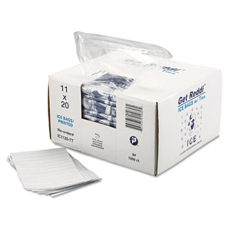 Ice Bags, 1.5 mil, 11" x 20", Clear, 1,000/Carton