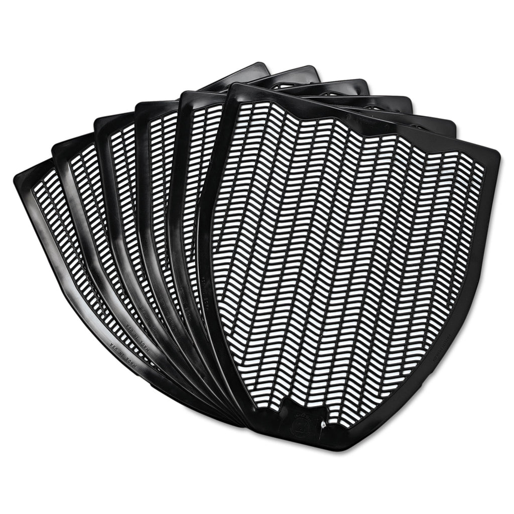 Disposable Urinal Floor Mat, Nonslip, Fresh Blast Scent, 17.5 x 20.38, Black, 6/Carton