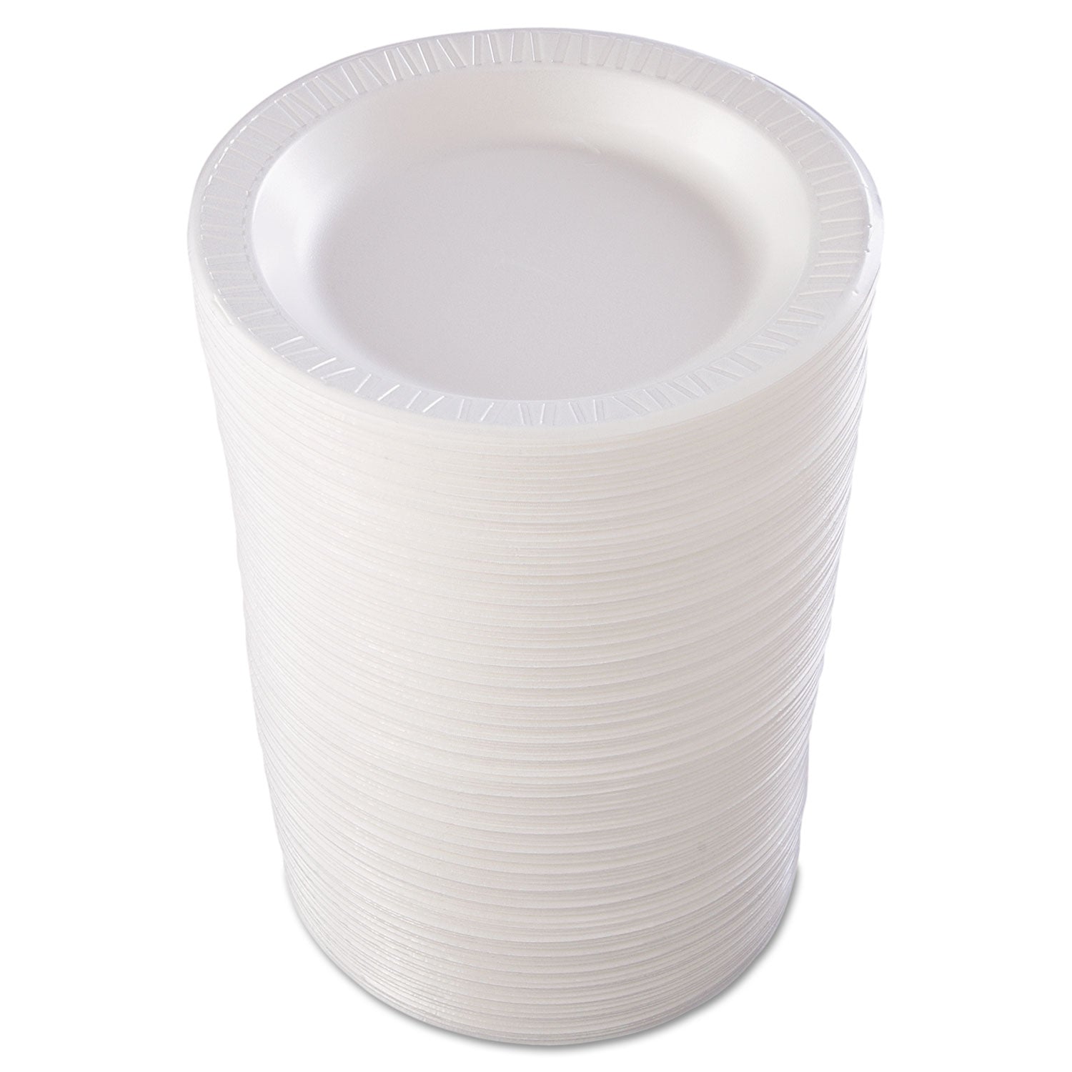 Quiet Classic Laminated Foam Dinnerware, Plate, 10.25" dia, White, 125/Pack, 4 Packs/Carton - 