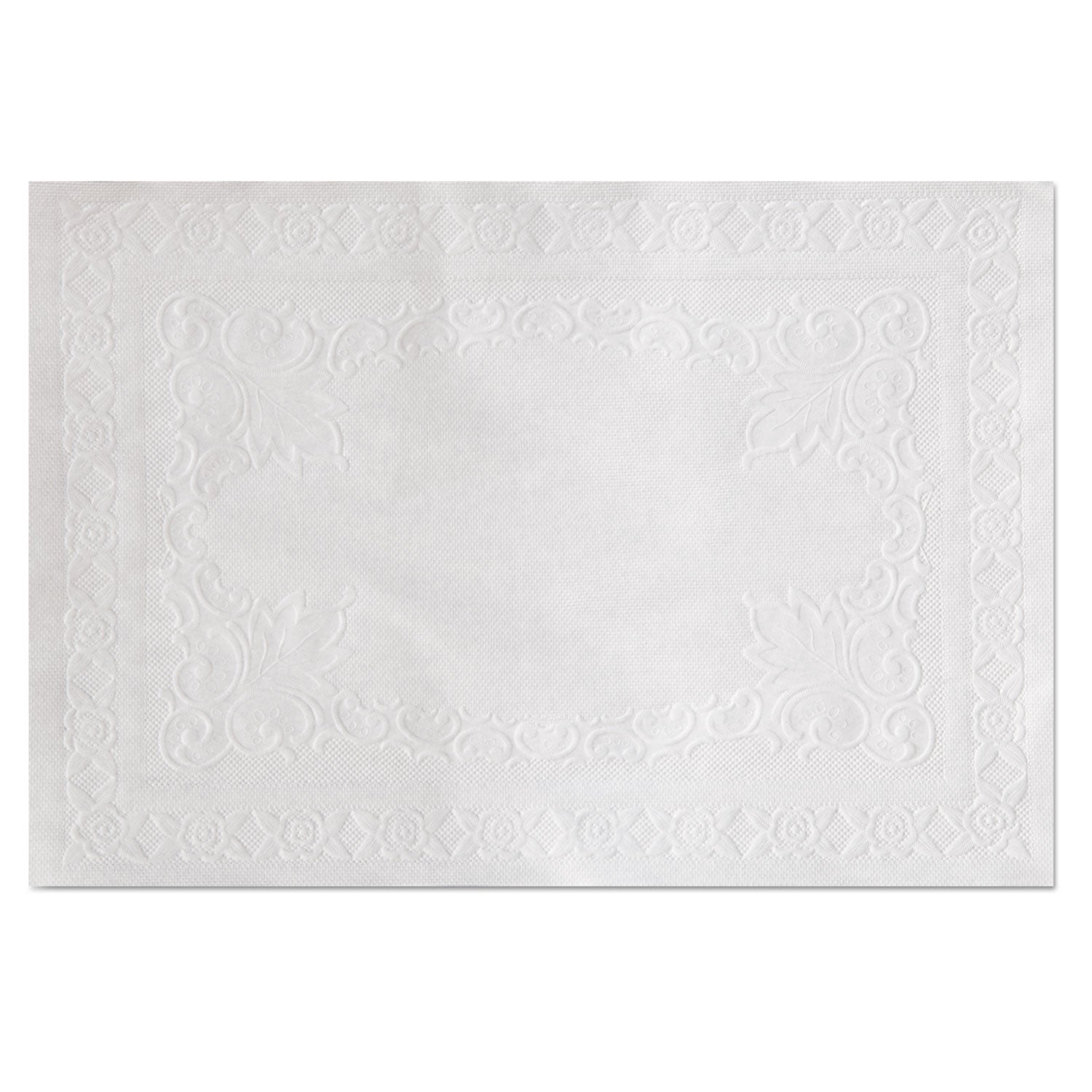 Classic Embossed Straight Edge Placemats, 10 x 14, White, 1,000/Carton - 