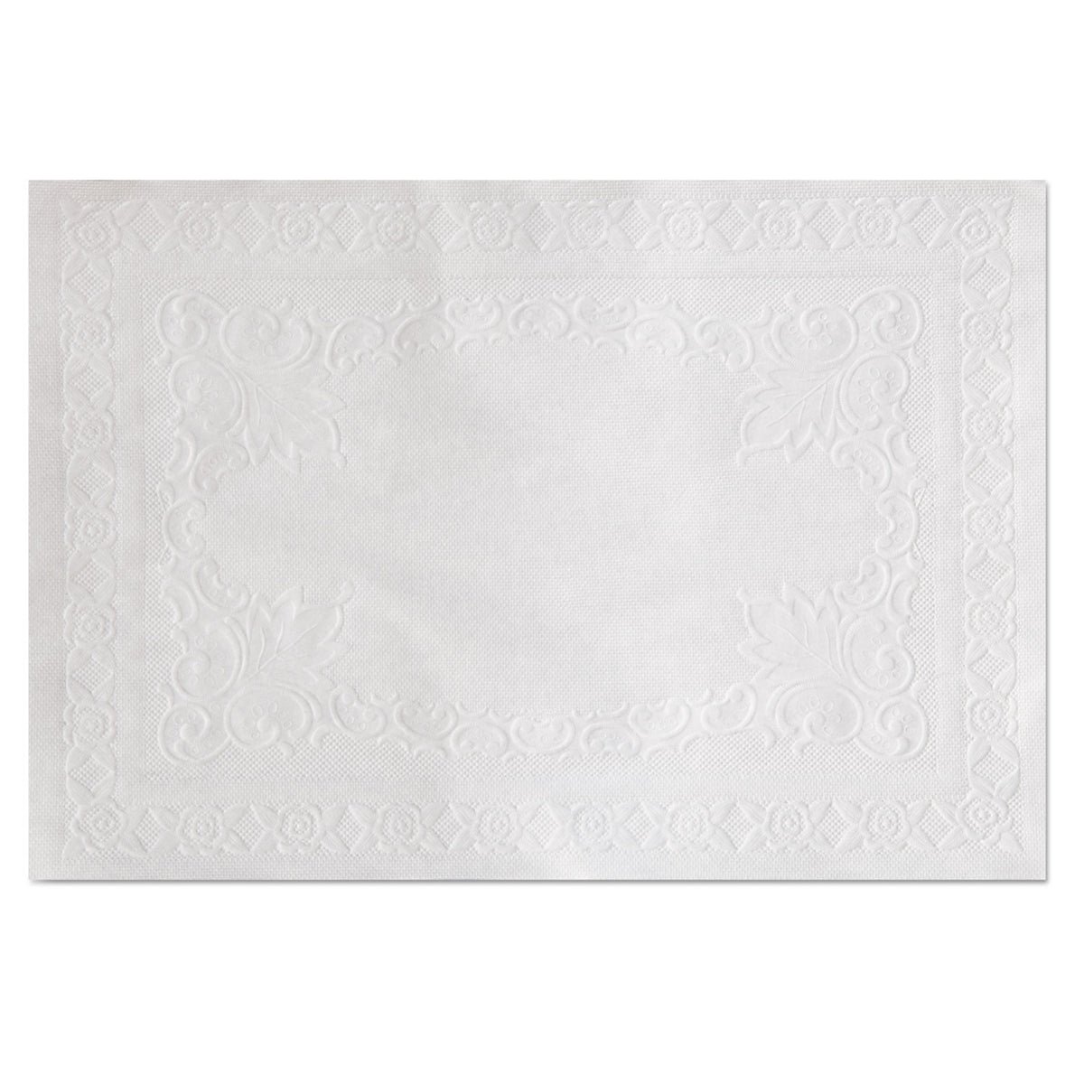 Classic Embossed Straight Edge Placemats, 10 x 14, White, 1,000/Carton