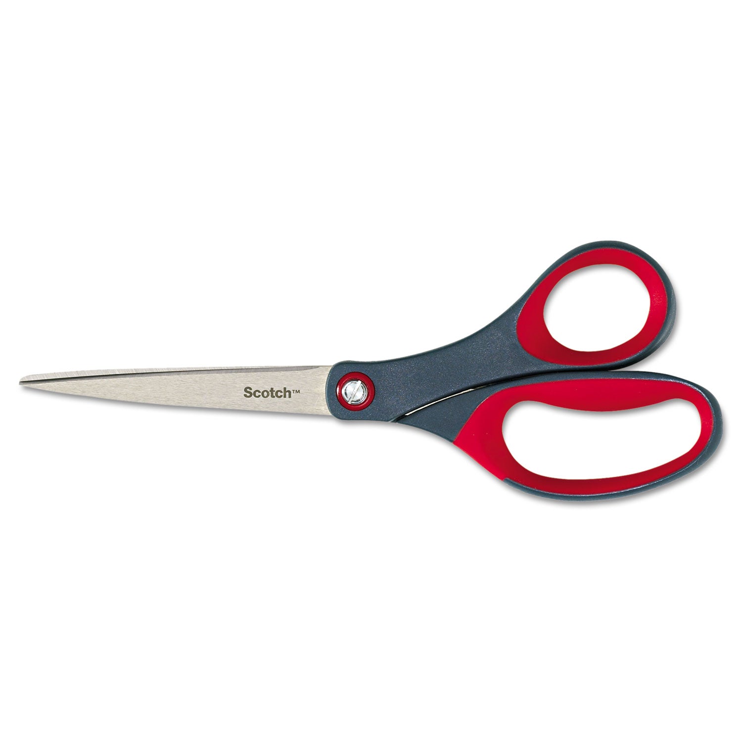 Precision Scissors, 8" Long, 3.13" Cut Length, Gray/Red Straight Handle - 