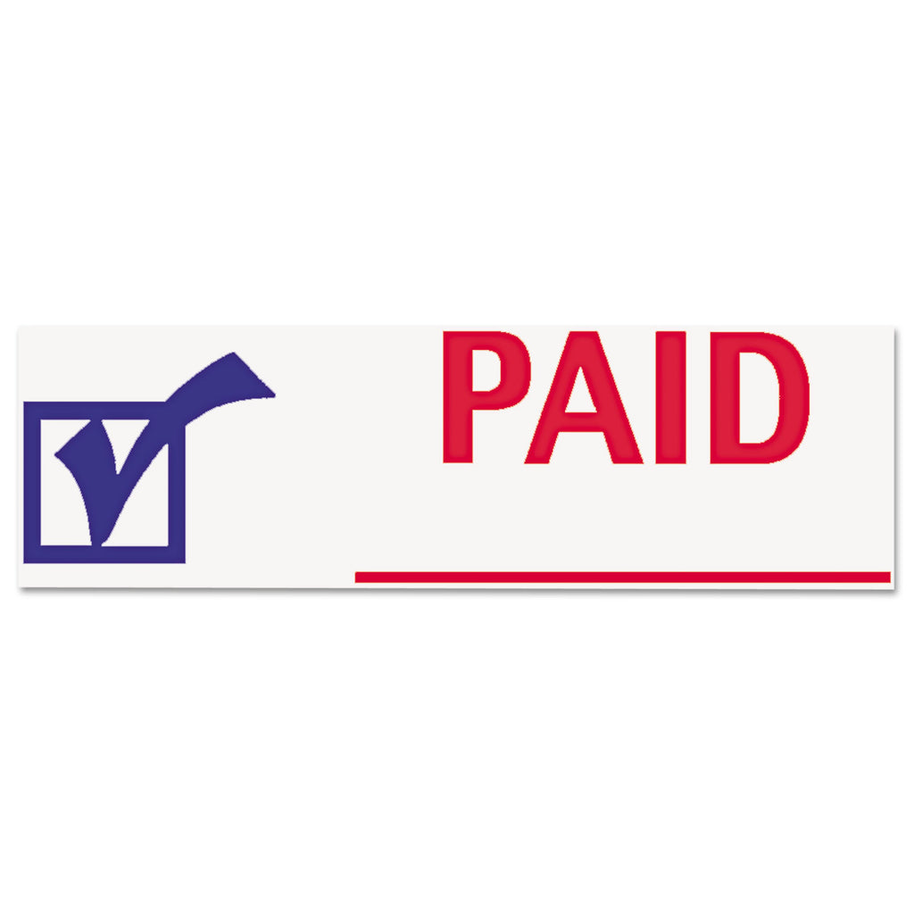 Two-Color Title Stamp, PAID, Blue/Red