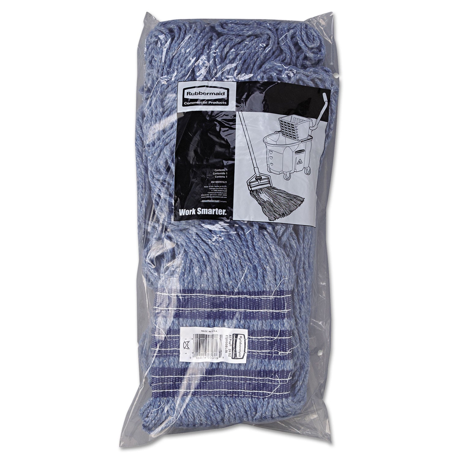 Universal Headband Mop Head, Cotton/Synthetic, 24oz, Blue, 12/Carton - 