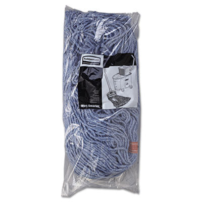 Cotton/Synthetic Cut-End Blend Mop Head, 24 oz, 1" Band, Blue, 12/Carton - 