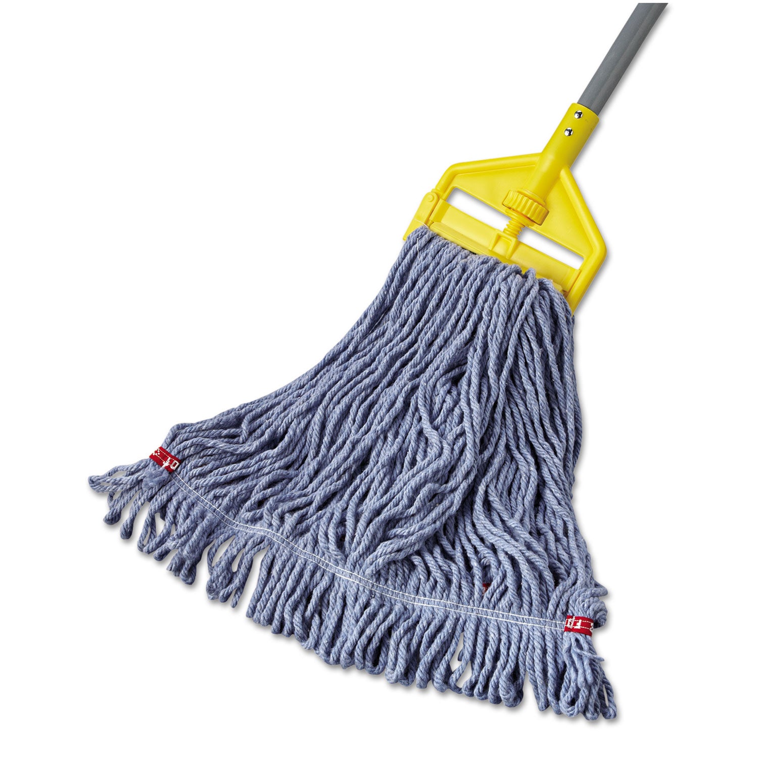 Rubbermaid Commercial 1" Headband Web Foot Wet Mop - Shrinkless, Chemical Resistant, Durable - Cotton, Yarn, Synthetic, PVC - Blue - 6 / Carton