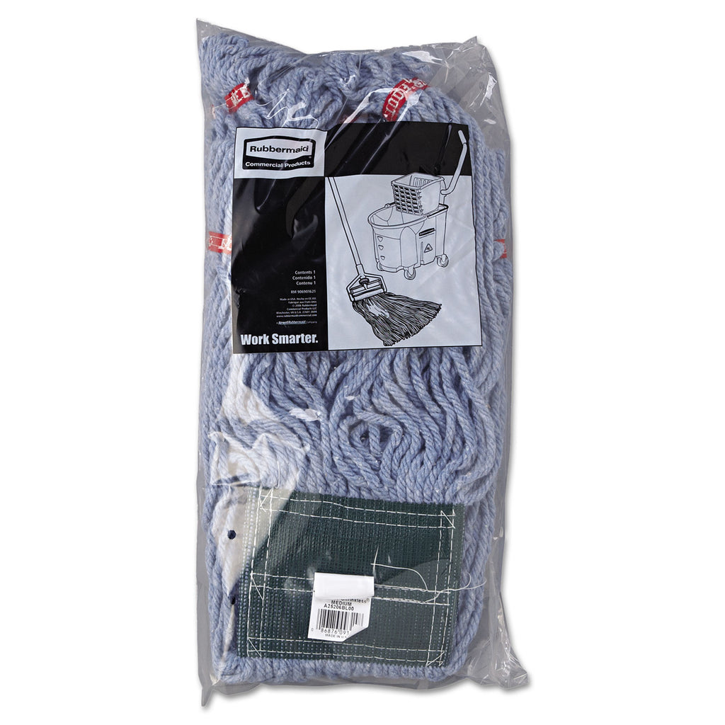 Web Foot Wet Mop Head, Shrinkless, Cotton/Synthetic, Blue, Medium, 6/Carton