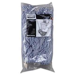 Rubbermaid Commercial 1" Headband Web Foot Wet Mop - Shrinkless, Chemical Resistant, Durable - Cotton, Yarn, Synthetic, PVC - Blue - 6 / Carton