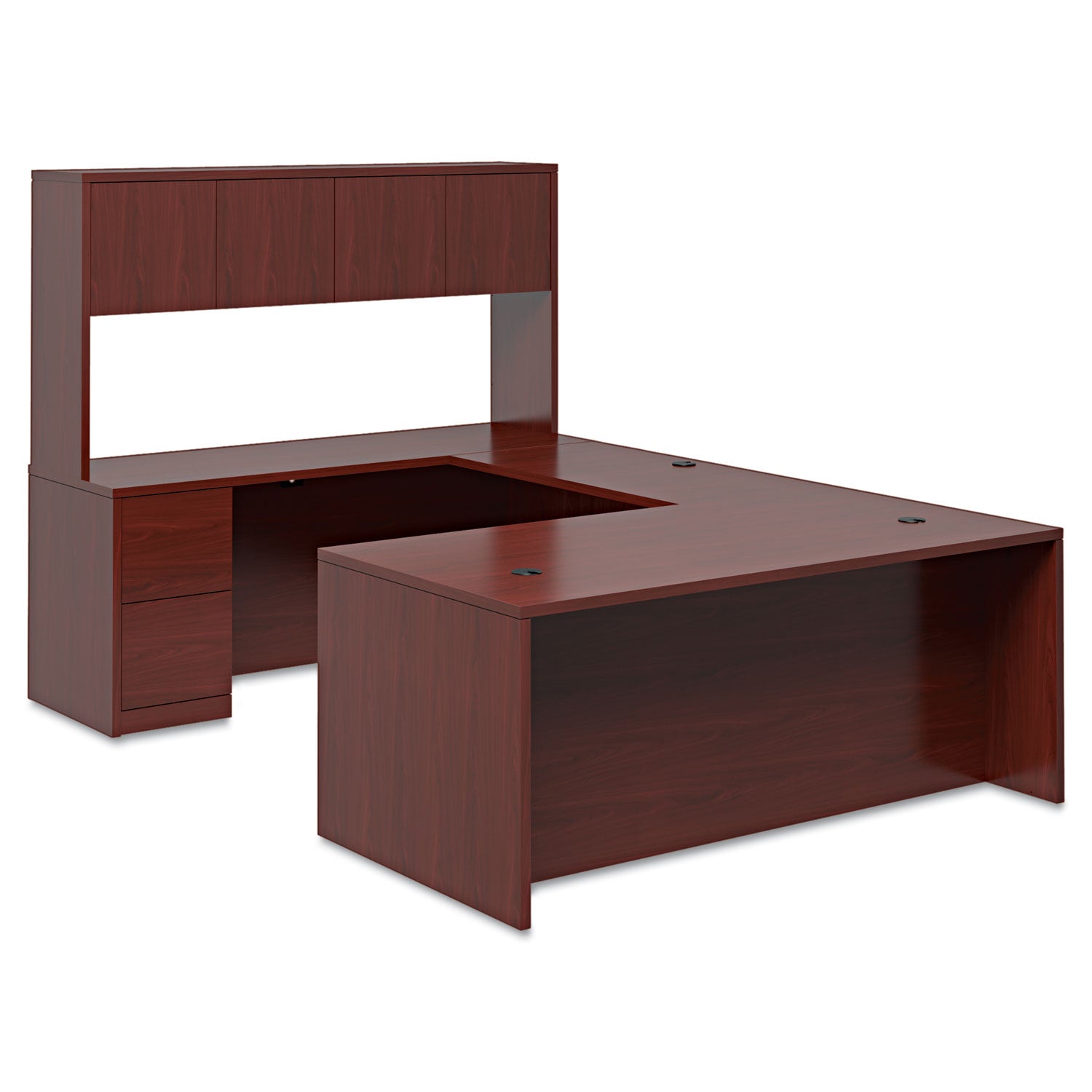 10500 Series "L" Workstation Right Pedestal Desk with Full-Height Pedestal, 72" x 36" x 29.5", Mahogany - 