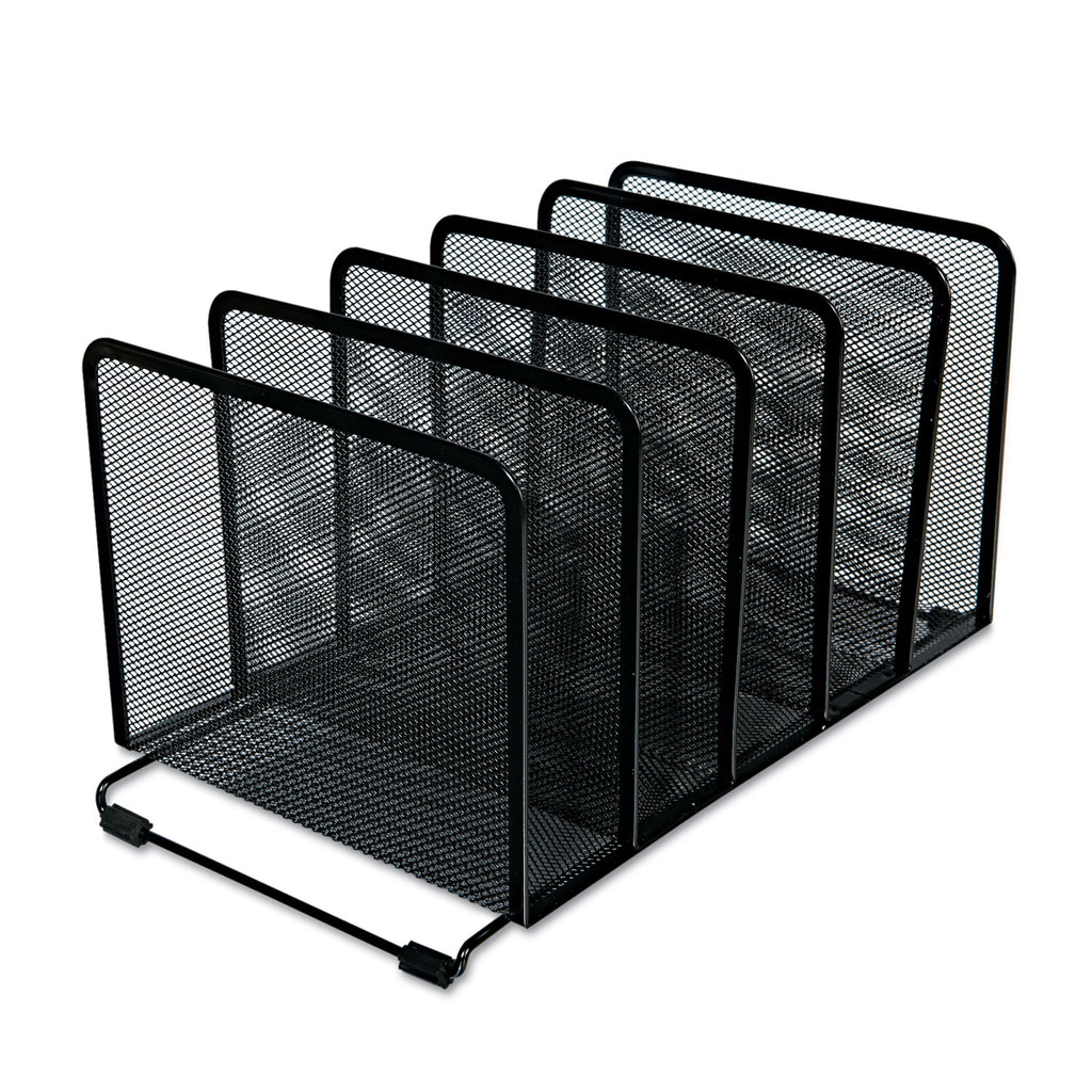 Deluxe Mesh Stacking Sorter, 5 Sections, Letter to Legal Size Files, 14.63" x 8.13" x 7.5", Black