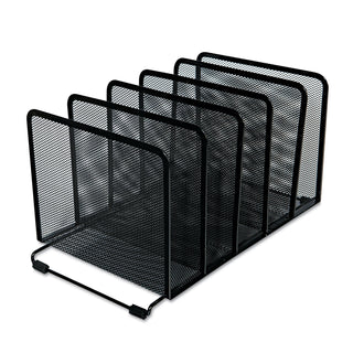Deluxe Mesh Stacking Sorter, 5 Sections, Letter to Legal Size Files, 14.63" x 8.13" x 7.5", Black