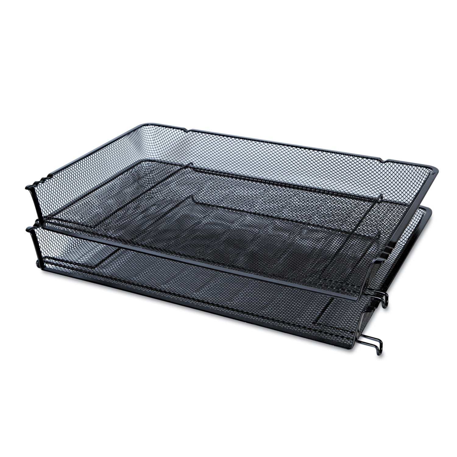 Deluxe Mesh Stacking Side Load Tray, 1 Section, Legal Size Files, 17" x 10.88" x 2.5", Black - 