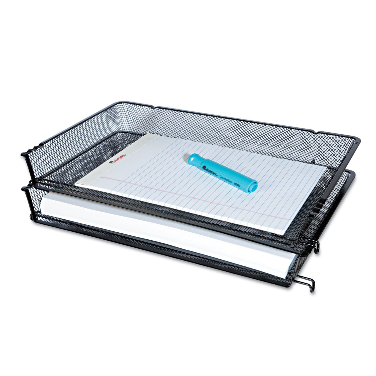 Deluxe Mesh Stacking Side Load Tray, 1 Section, Legal Size Files, 17" x 10.88" x 2.5", Black