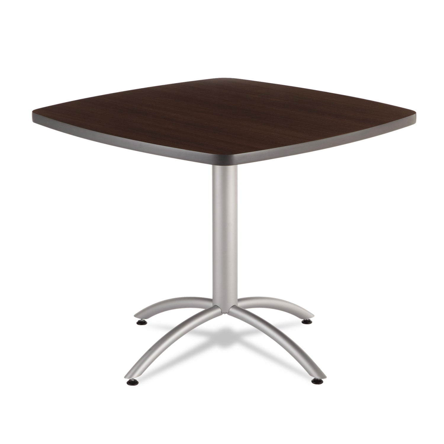 CafeWorks Cafe-Height Table, Square, 36" x 36" x 30", Walnut/Silver - 1