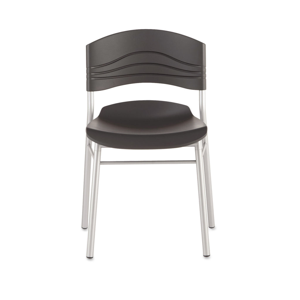 CafeWorks Chair, Supports Up to 225 lb, 18" Seat Height, Graphite Seat/Back, Silver Base, 2/Carton