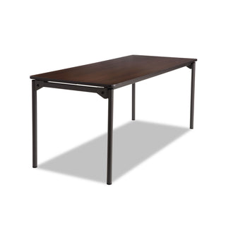 Maxx Legroom Wood Folding Table, Rectangular, 72" x 30" x 29.5", Walnut/Charcoal - 