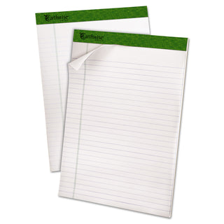 Earthwise by Ampad Recycled Writing Pad, Wide/Legal Rule, Politex Sand Headband, 40 White 8.5 x 11.75 Sheets, 4/Pack - 