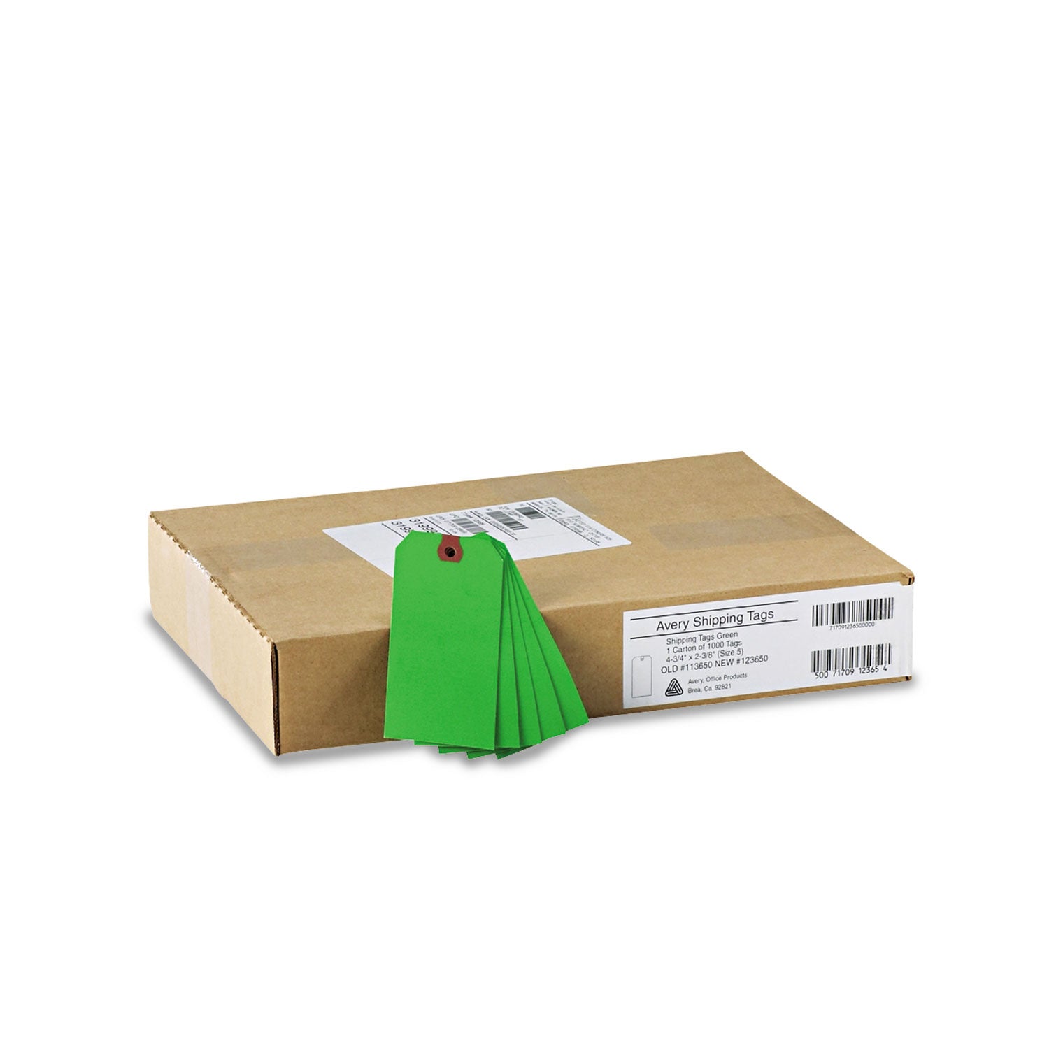 Unstrung Shipping Tags, 11.5 pt Stock, 4.75 x 2.38, Green, 1,000/Box - 