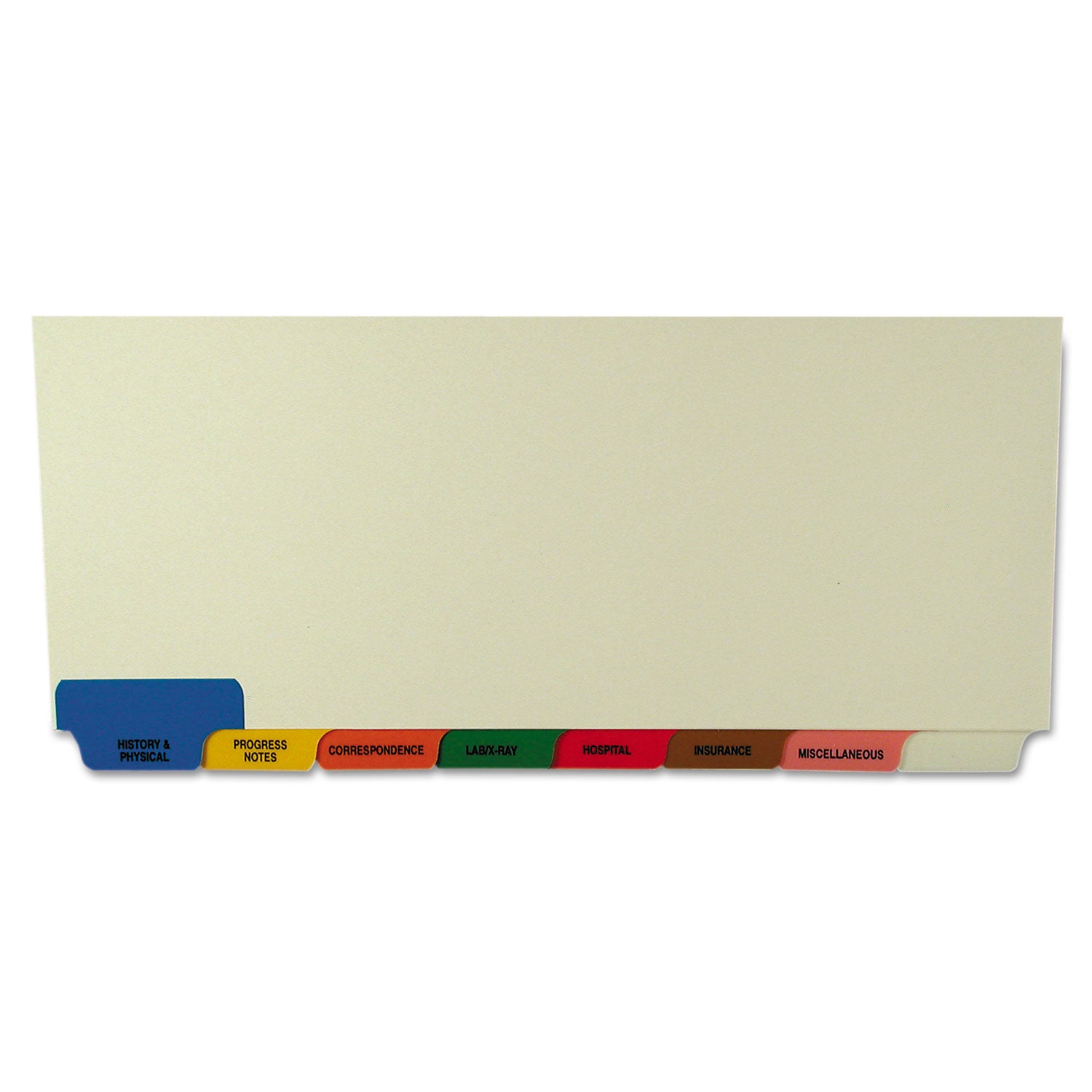 Bottom Tab Medical Chart Divider Sets, 8-Tab, Assorted Medical, 11.38 x 8.5, Manila, 40 Sets - 