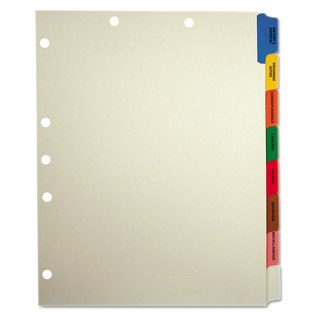 Side Tab Medical Chart Divider Sets, 8-Tab, Assorted Medical, 11 x 9, Manila, 40 Sets - 
