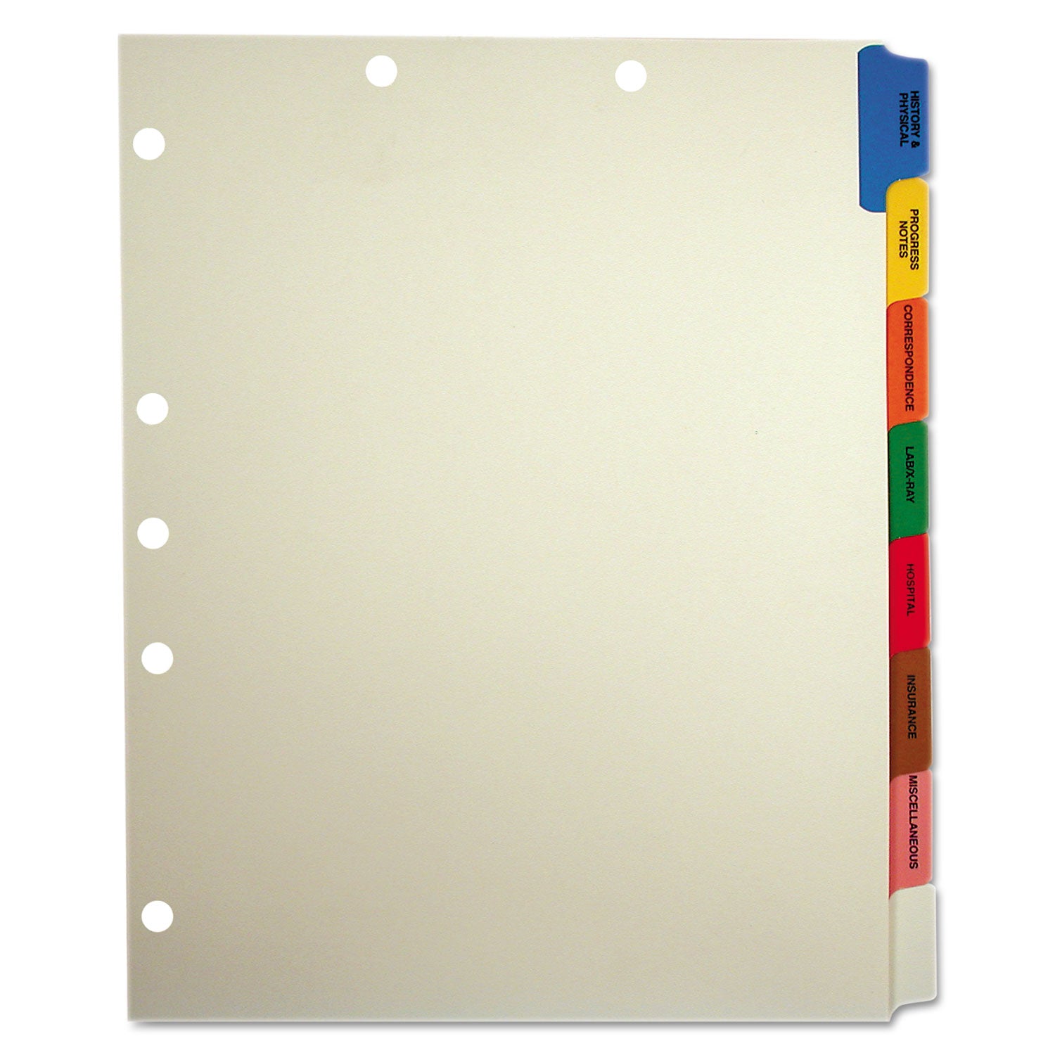 Side Tab Medical Chart Divider Sets, 8-Tab, Assorted Medical, 11 x 9, Manila, 40 Sets - 