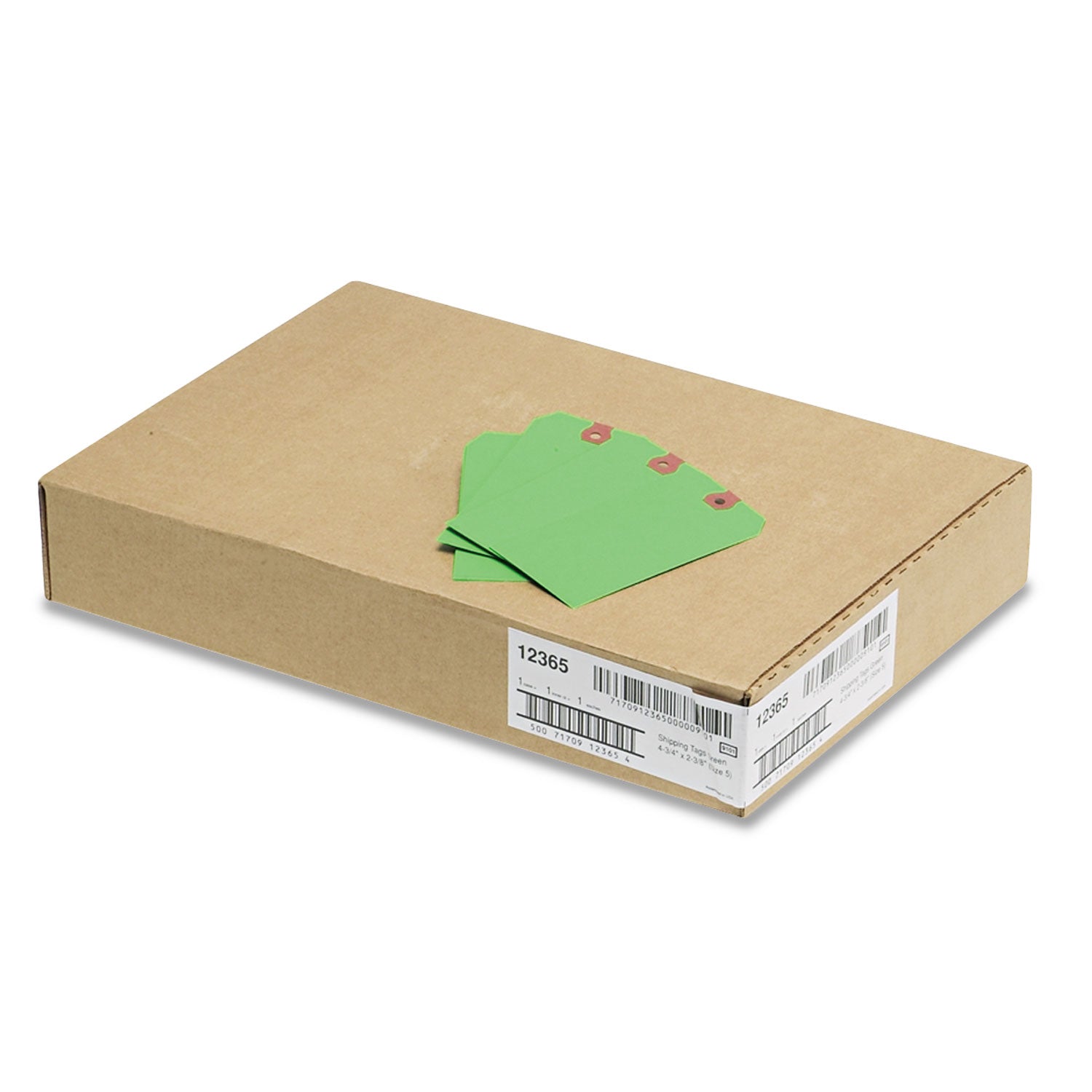 Unstrung Shipping Tags, 11.5 pt Stock, 4.75 x 2.38, Green, 1,000/Box - 