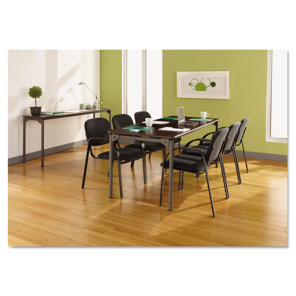 Maxx Legroom Wood Folding Table, Rectangular, 72" x 30" x 29.5", Walnut/Charcoal - 