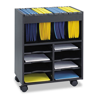 Go Cart Mobile File, Engineered Wood, 8 Shelves, 4 Bins, 14.5" x 21.5" x 26.25", Black - 