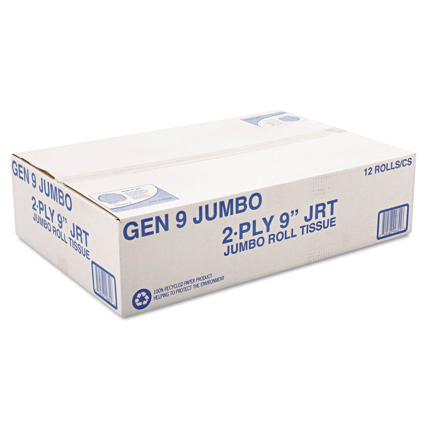 Jumbo Roll Bath Tissue, Septic Safe, 2-Ply, White, 3.3" x 700 ft, 12/Carton