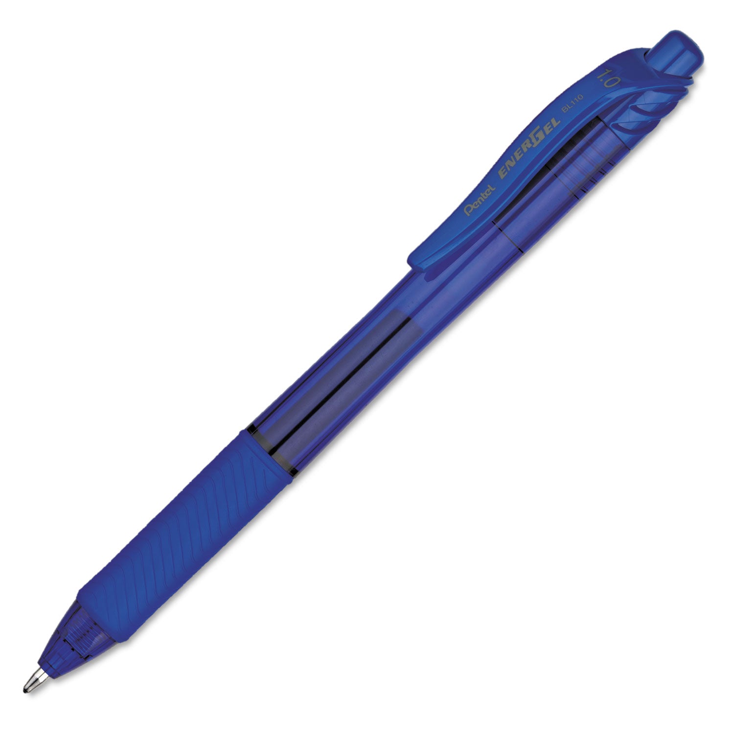 EnerGel-X Gel Pen, Retractable, Bold 1 mm, Blue Ink, Translucent Blue/Blue Barrel, Dozen - 