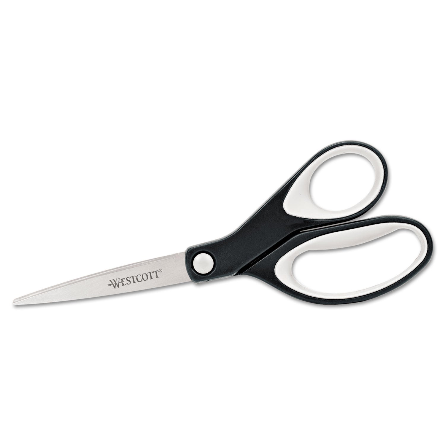 KleenEarth Soft Handle Scissors, 8" Long, 3.25" Cut Length, Black/Gray Straight Handle - 