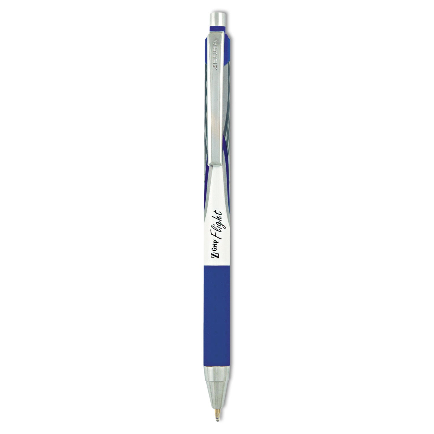 Z-Grip Flight Ballpoint Pen, Retractable, Bold 1.2 mm, Blue Ink, Black/Blue/White Barrel, 12/Pack - 