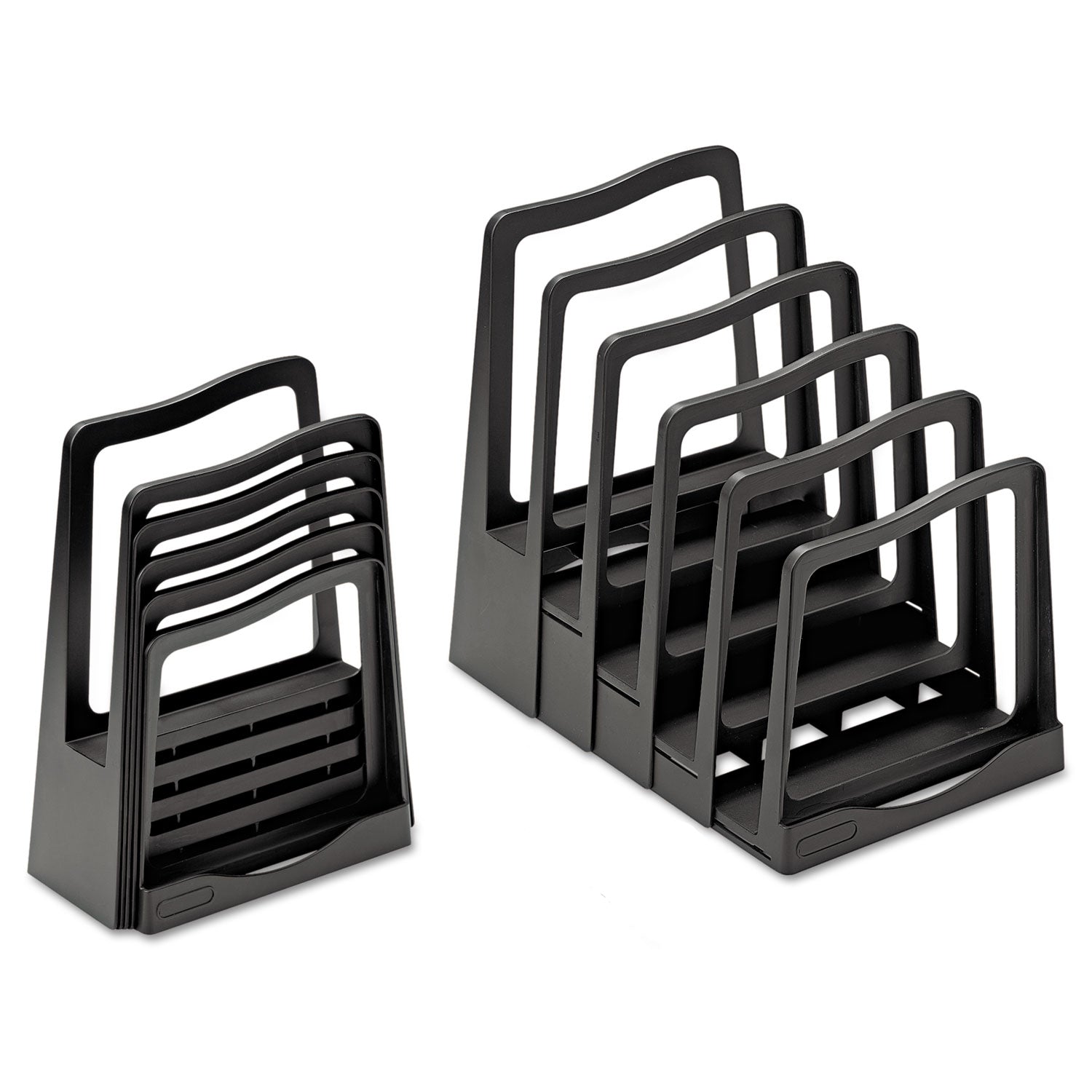 Adjustable File Rack, 5 Sections, Letter Size Files, 8" x 11.5" x 10.5", Black - 