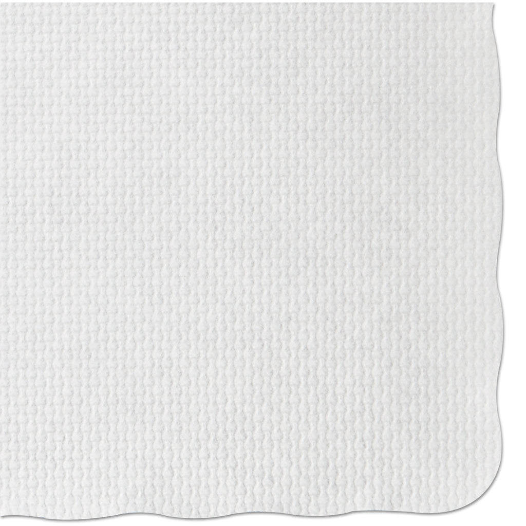 Knurl Embossed Scalloped Edge Placemats, 9.5 x 13.5, White, 1,000/Carton - 