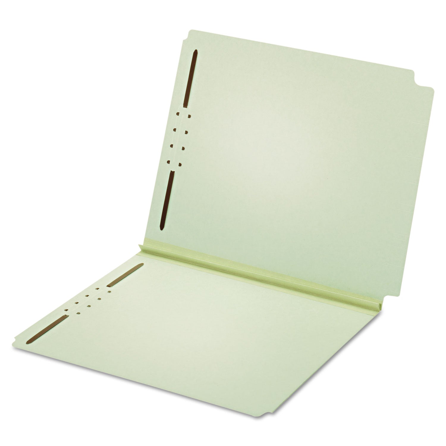Dual-Tab Pressboard Fastener Folder, 2" Expansion, 2 Fasteners, Letter Size, Light Green Exterior, 25/Box - 
