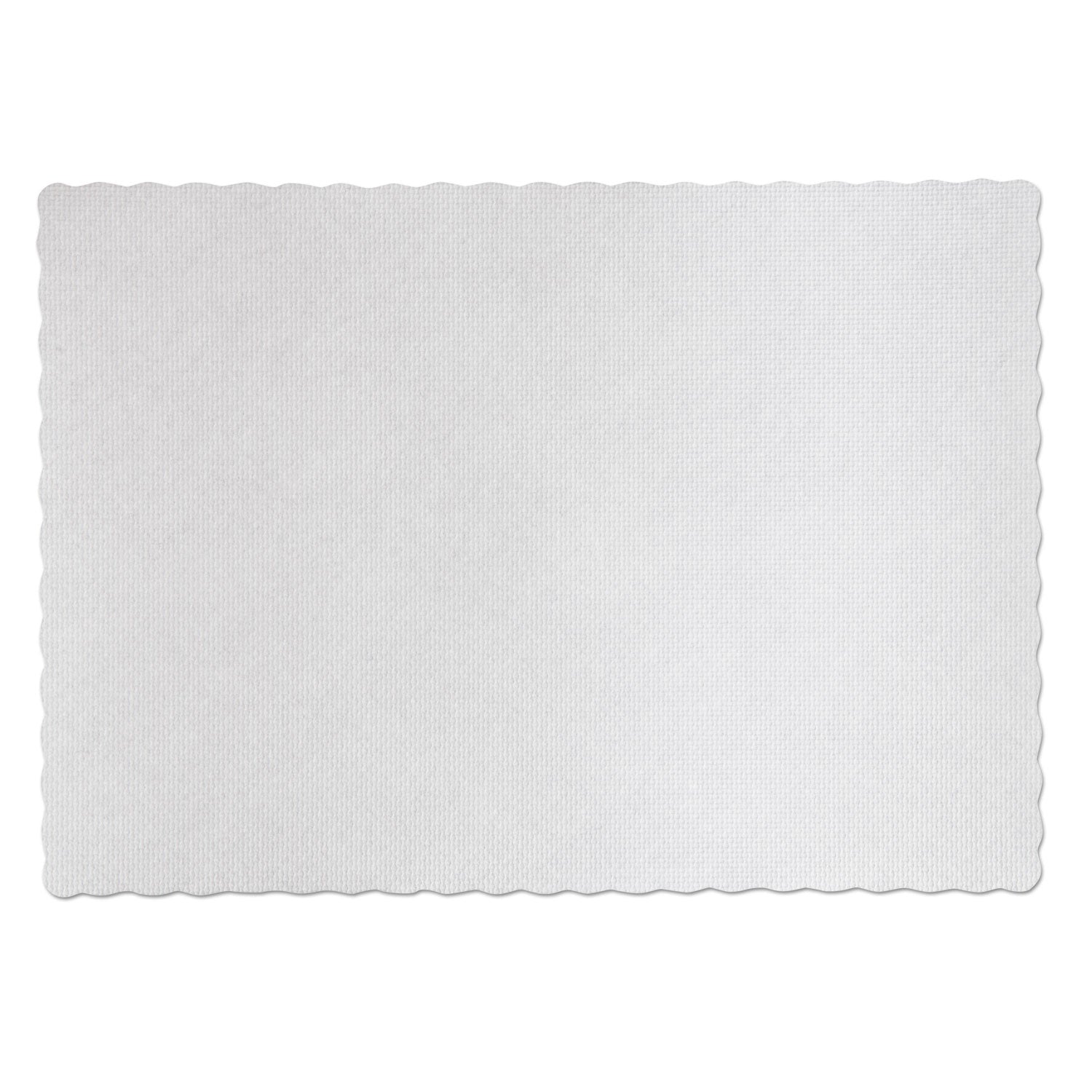 Knurl Embossed Scalloped Edge Placemats, 9.5 x 13.5, White, 1,000/Carton - 