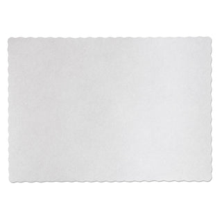 Knurl Embossed Scalloped Edge Placemats, 9.5 x 13.5, White, 1,000/Carton - 