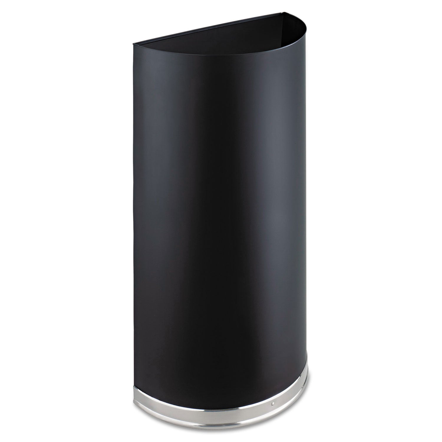 Safco Half Round Receptacle - 12.50 gal Capacity - Half-round - 32.5" Height x 17.5" Width x 9" Depth - Steel, Rubber, Plastic - Black - 1 Each