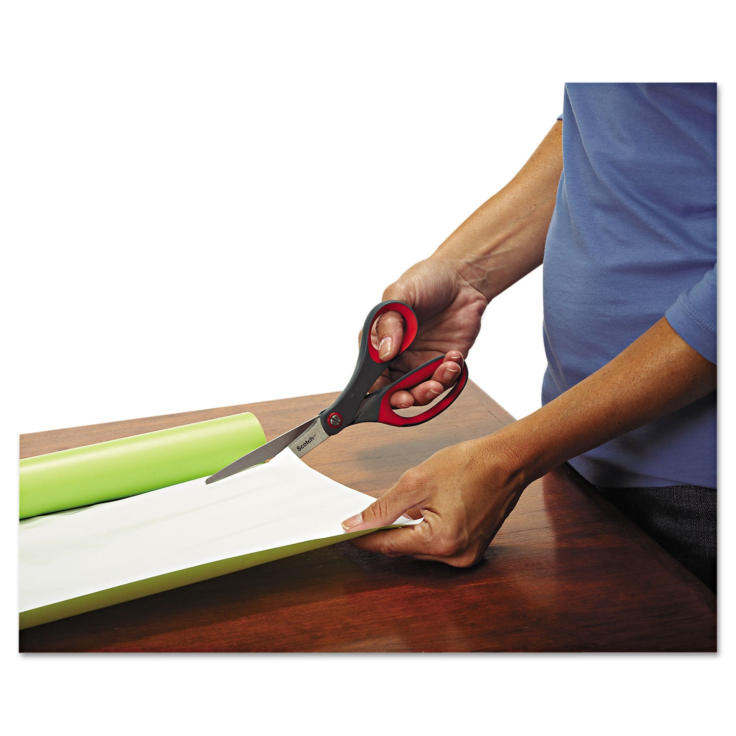 Precision Scissors, 8" Long, 3.13" Cut Length, Gray/Red Straight Handle - 
