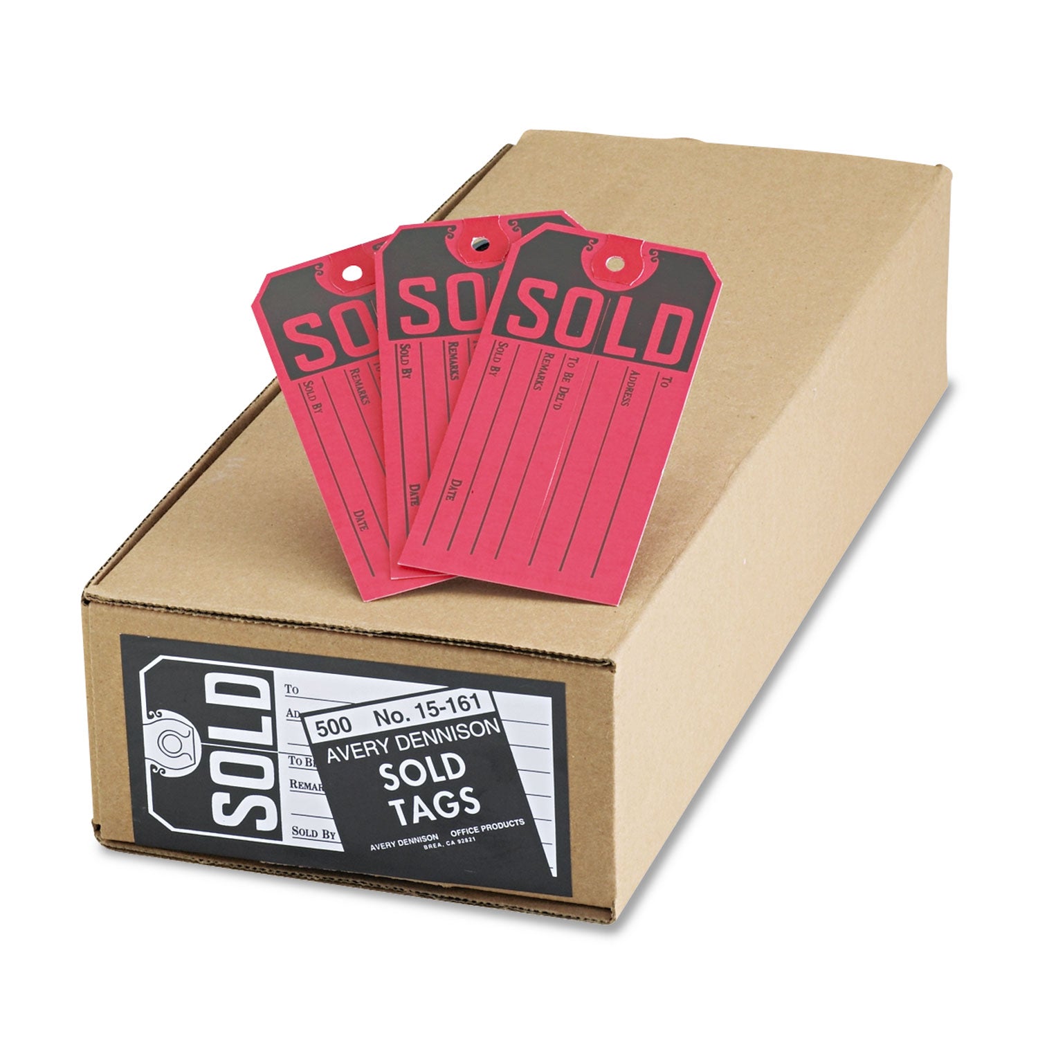 Sold Tags, Paper, 4.75 x 2.38, Red/Black, 500/Box - 