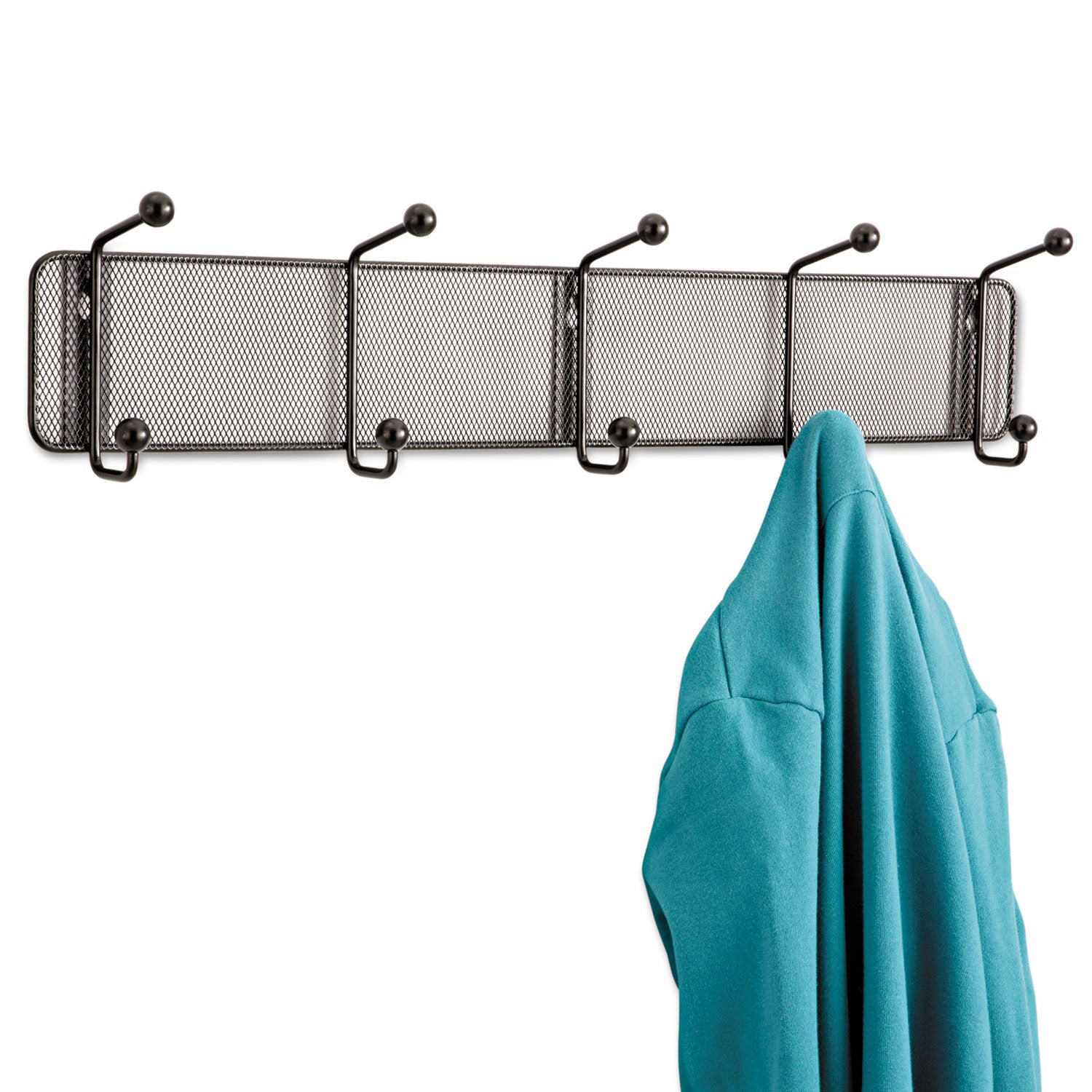 Onyx Mesh Wall Racks, 5 Hook, 26.75w x 3d x 5.5h, Black - 