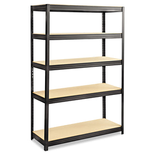 Boltless Steel/Particleboard Shelving, Five-Shelf, 48w x 18d x 72h, Black - 