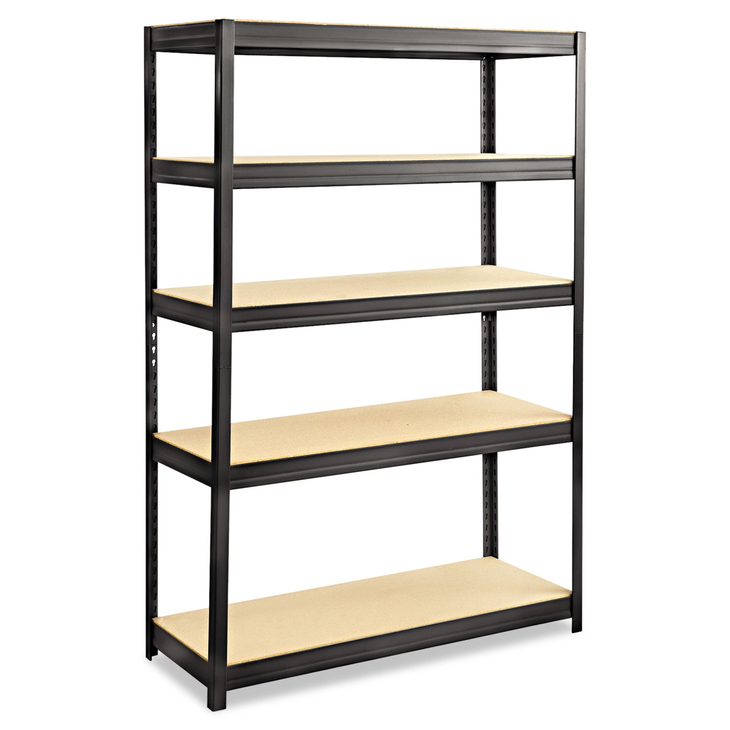 Boltless Steel/Particleboard Shelving, Five-Shelf, 48w x 18d x 72h, Black - 