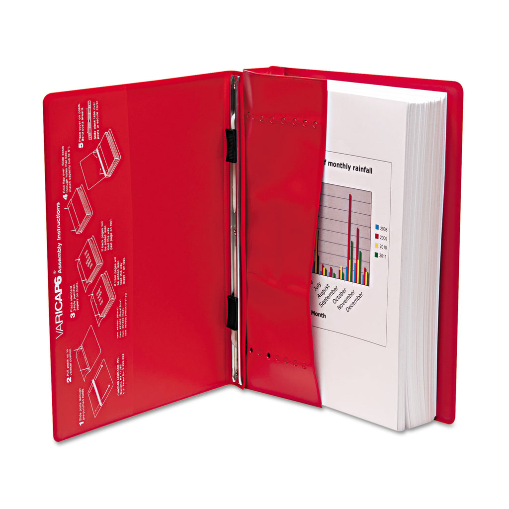 VariCap Expandable Binder, 2 Posts, 6" Capacity, 11 x 8.5, Red - 