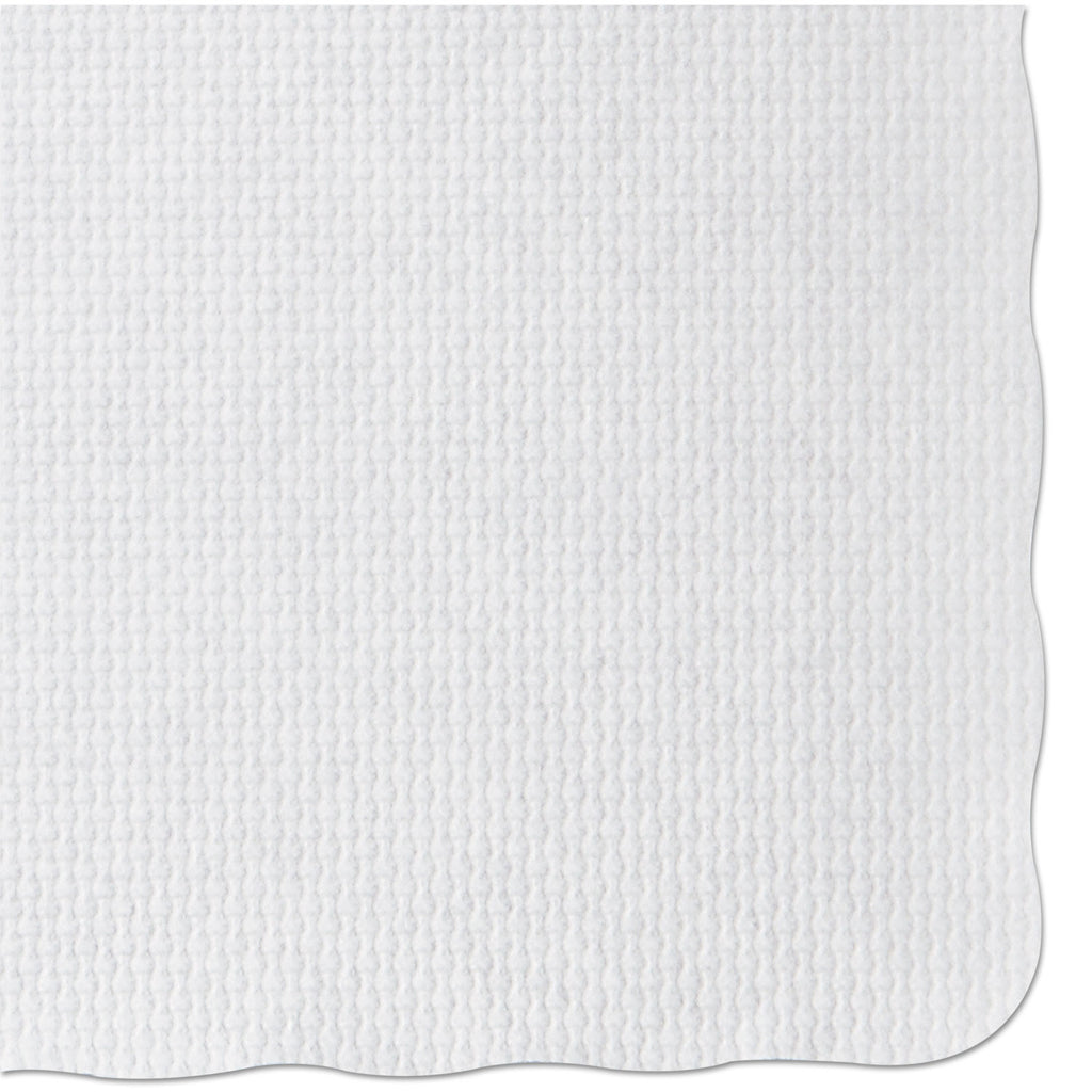 Knurl Embossed Scalloped Edge Placemats, 9.5 x 13.5, White, 1,000/Carton - 