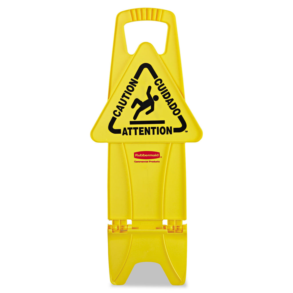 Stable Multi-Lingual Safety Sign, 13 x 13.25 x 26, Yellow - 