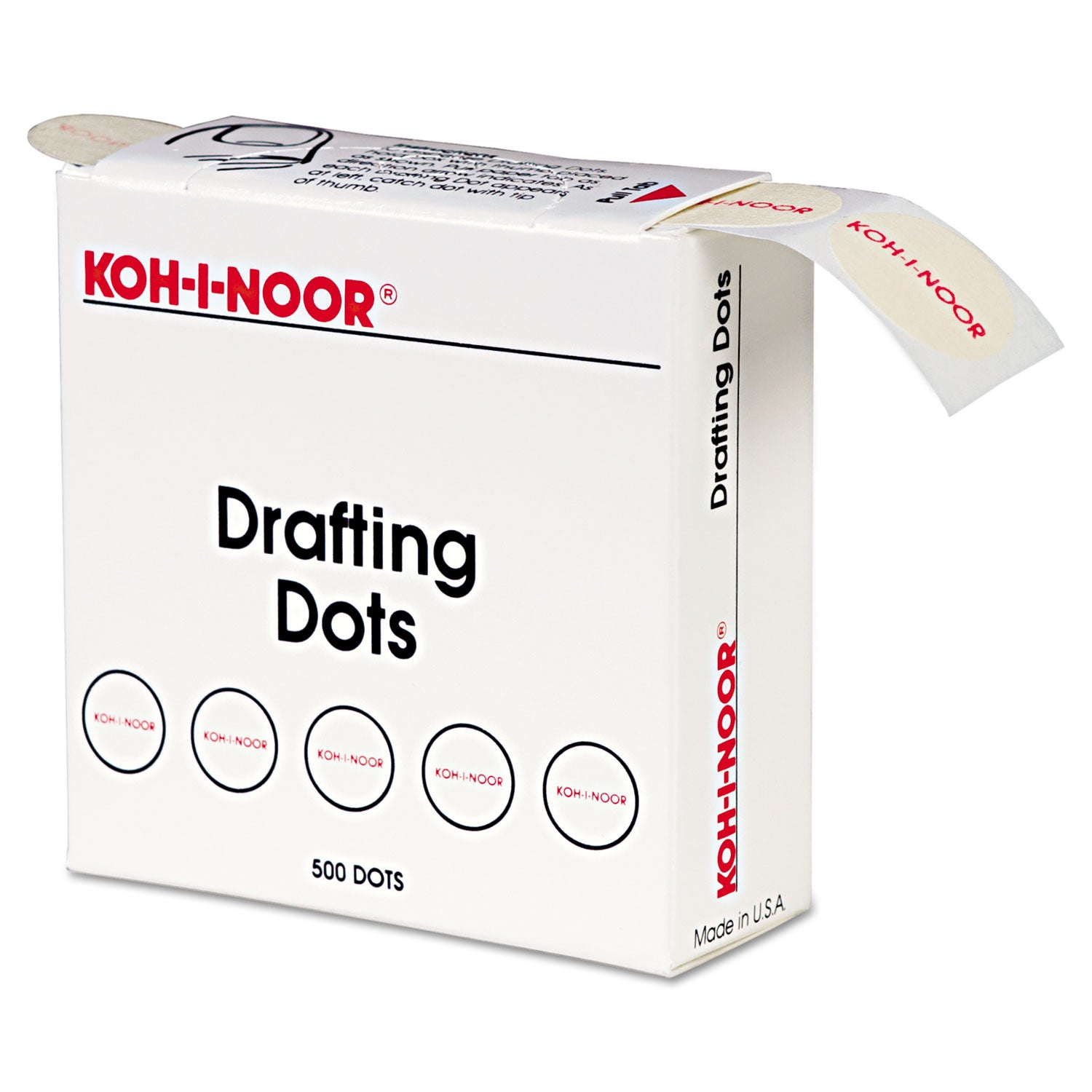 Adhesive Drafting Dots, 0.88" dia, Dries Clear, 500/Box - 