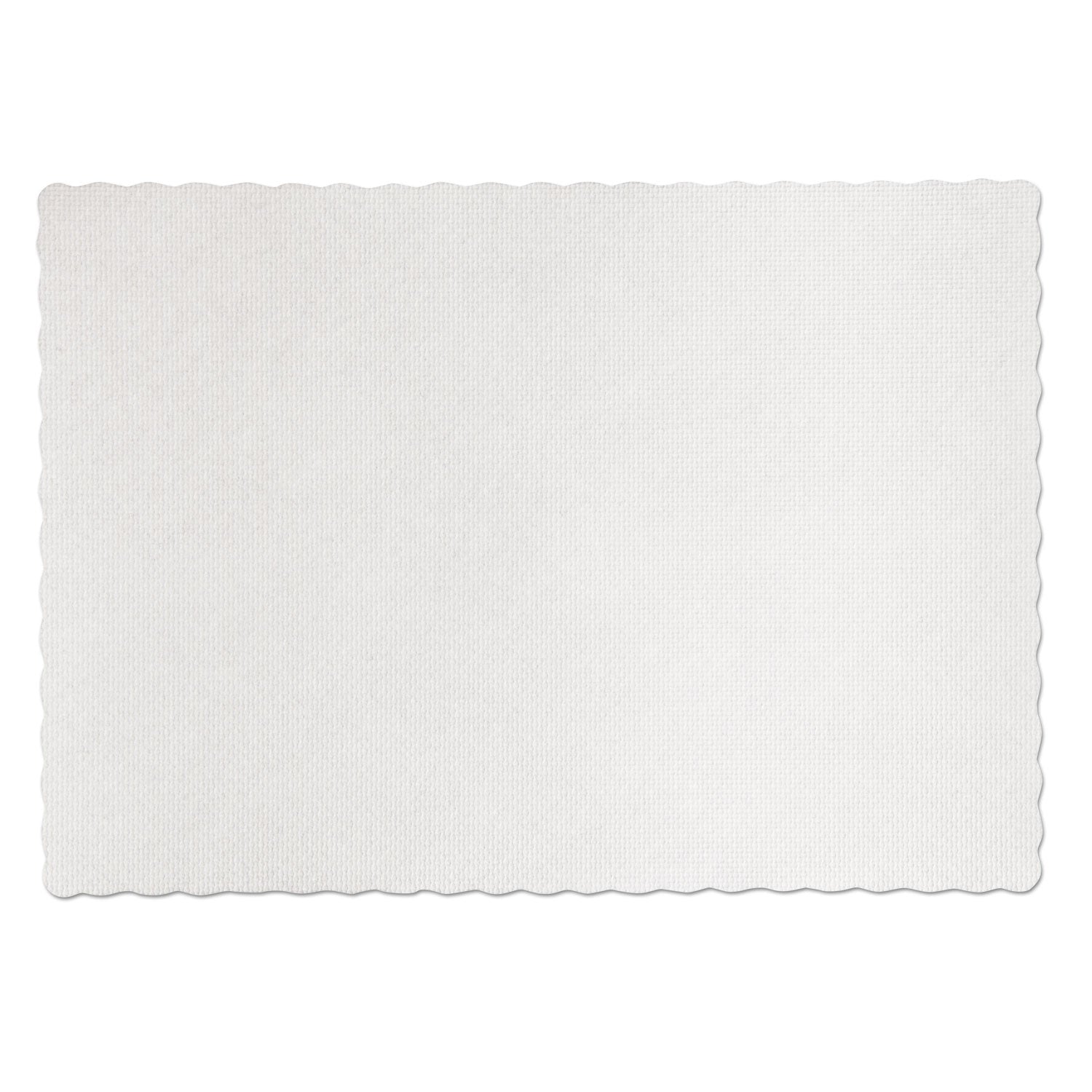 Knurl Embossed Scalloped Edge Placemats, 9.5 x 13.5, White, 1,000/Carton - 