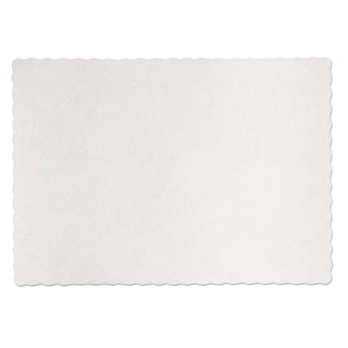 Knurl Embossed Scalloped Edge Placemats, 9.5 x 13.5, White, 1,000/Carton - 